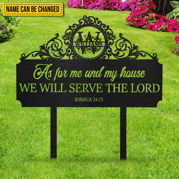 Personalized We Will Serve The Lord Metal Garden Stake