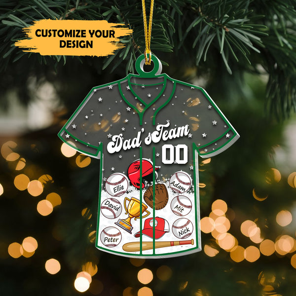 Personalized Baseball Dad's Team Christmas Shaker Ornament – Christmas Gift For Baseball Dad, Christmas Home Decor, Xmas Baseball Lover Gift