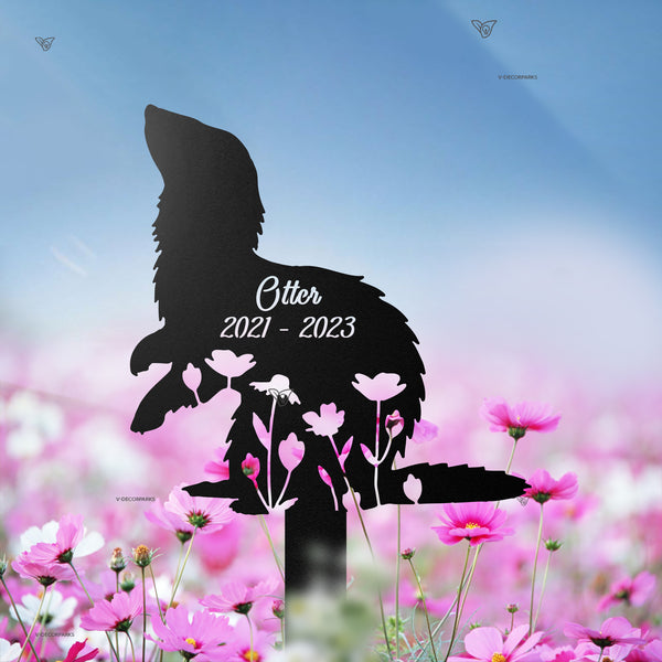 Personalized Floral Ferret Memorial Metal Garden Stake, Custom Ferret Loss Metal Grave Marker, Pet Memorial Metal Garden Sign, Pet Sympathy Sign