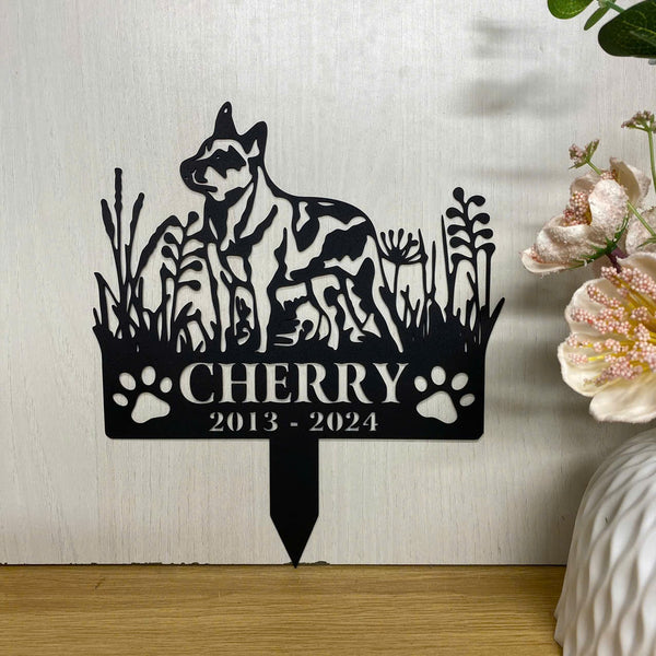 Personalized Australian Cattle Dog Memorial Garden Stake, Dog Loss Remembrance Stake, In Loving Memory Of Dog Metal Grave Marker, Pet Metal Yard Sign