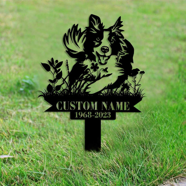Custom Border Collie Dog Memorial Stake, Dog Memorial Plaque With Stake, Pet Grave Markers, Border Collie Metal Yard Stake, Dog Remembrance Sign