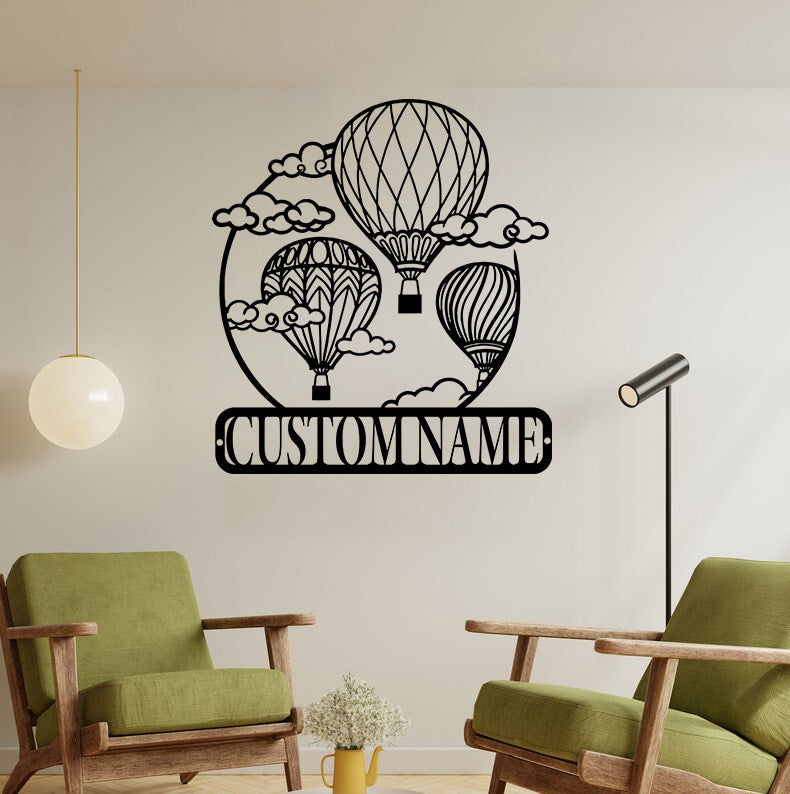 Custom Air Balloons Metal Wall Art, Personalized Air Balloon Player Name Sign, Air Balloon Metal Sign Art Home Decor Housewarming Gift