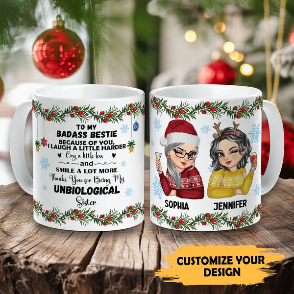 Personalized “To My Badass Bestie” Mug – Custom Best Friend Coffee Cup, Bestie Gift