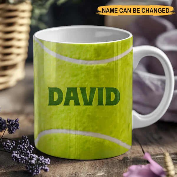 Personalized Tennis Ball 3D Effect Mug – Custom Name Ceramic Cup for Tennis Lovers