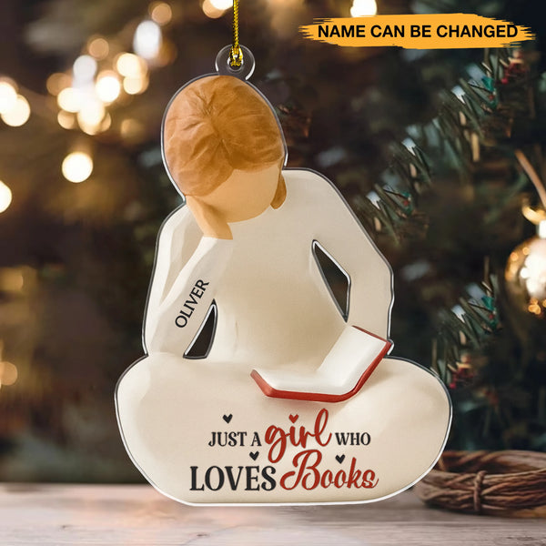 Personalized Just A Girl Who Love Book 3D Effect Acrylic Ornament