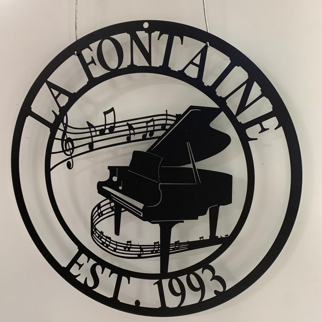 Custom Piano Monogram Metal Wall Art, Personalized Piano Music Metal Sign, Piano Music Studio Name Sign, Musical Wall Hanging For Decoration