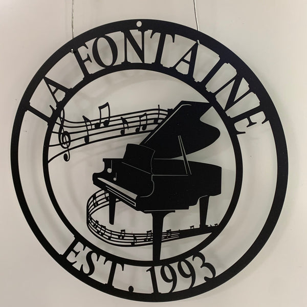 Custom Piano Monogram Metal Wall Art, Personalized Piano Music Metal Sign, Piano Music Studio Name Sign, Musical Wall Hanging For Decoration