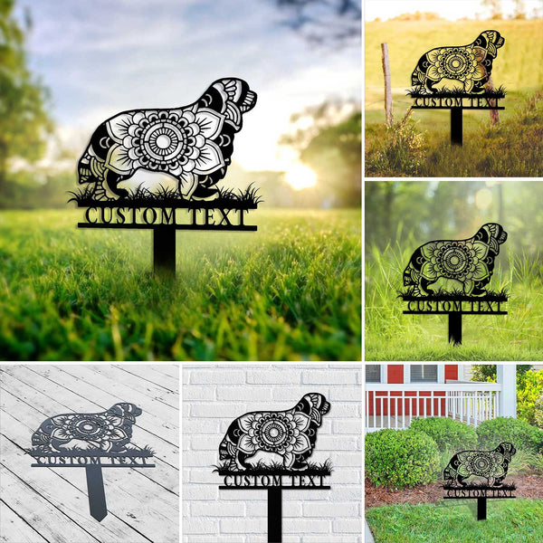 Custom Mandala Cocker Spaniel Dog Metal Garden Stake, Cocker Spaniel Zentangle Metal Yard Sign, Dog Memorial Stake, Dog Loss Metal Grave Markers