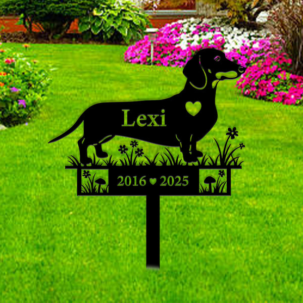 Personalized Dachshund Dog Memorial Stake, Dachshund Dog Metal Grave Marker, Dachshund Remembrance Stake, Pet Loss Sympathy Metal Sign