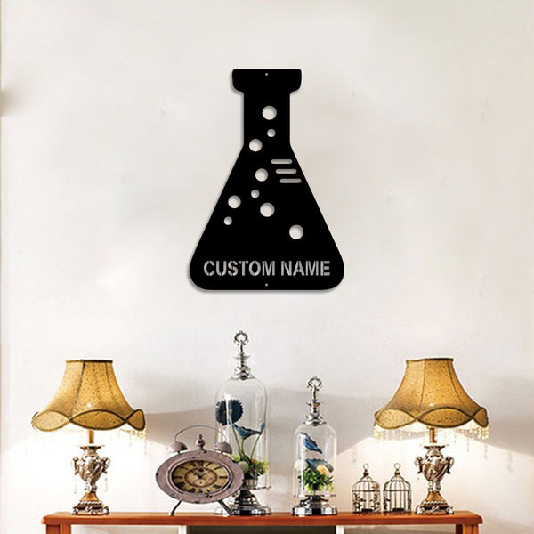 Personalized Science Beaker Metal Wall Art, Custom Science Teacher Metal Name Sign, Chemistry Lab Metal Sign, Chemistry Class Metal Wall Sign