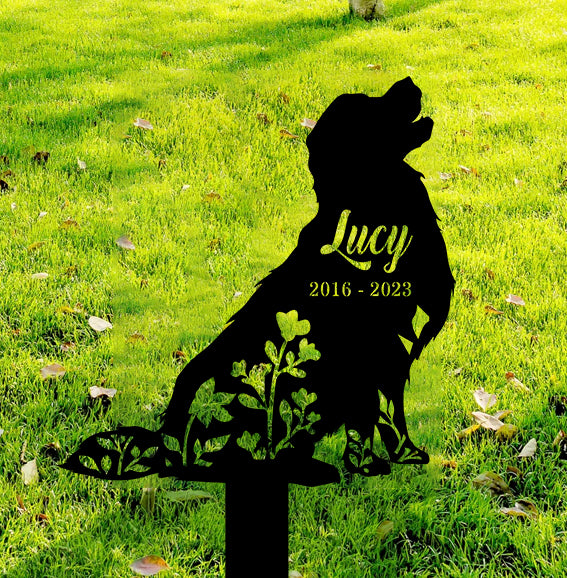 Custom Floral Labrador Retriever Memorial Metal Stake, Labrador Retriever Memorial Garden Sign, Dog Loss Metal Grave Marker, Pet Remembrance Stakes