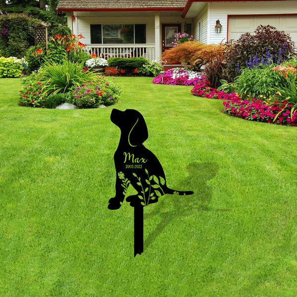 Personalized Dog Memorial Metal Sign With Stake, Beagle Grave Marker Metal Stake, Beagle Loss Sympathy Sign, Pet Grave Marker, Remembrance Stake