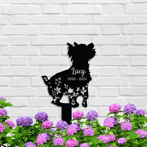 Custom Yorkshire Terrier Dog Memorial Metal Stake, Yorkshire Terrier Memorial Garden Sign, Pet Loss Metal Grave Marker, Dog Remembrance Stakes