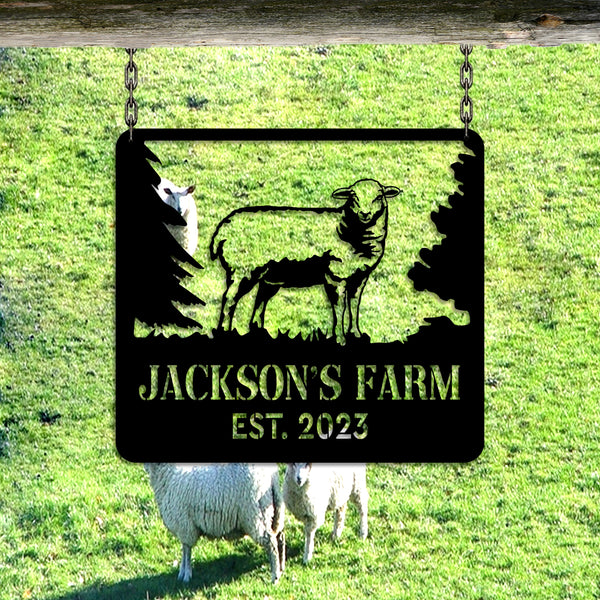 Personalized Sheep Farm Metal Sign, Sheep Farm Metal Name Sign Decor, Custom Sheep Barn Farmhouse Metal Sign, Custom Lamb Sheep Metal Farm Sign