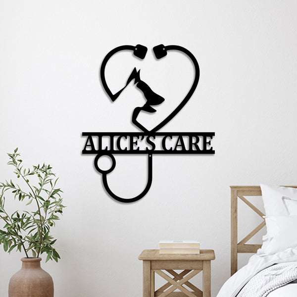 Personalized Veterinarian Metal Wall Art Decor, Custom Animal Care Metal Sign, Veterinary Clinic Metal Name Sign, Pet Clinic Metal Decor