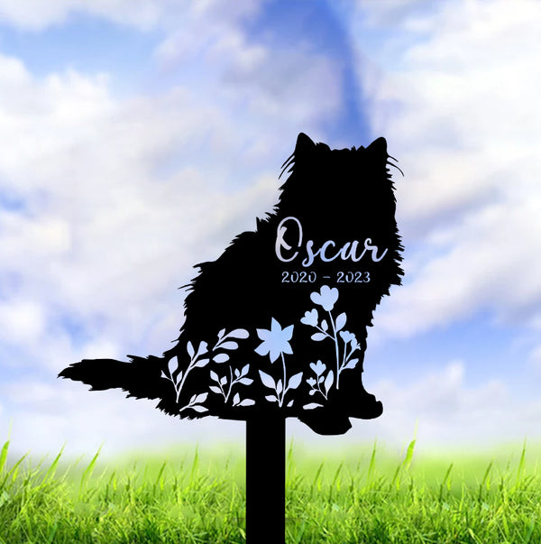 Custom Norwegian Forest Cat Memorial Metal Stake, Personalized Cat Memorial Metal Garden Sign, Pet Loss Metal Grave Marker, Cat Remembrance Stake