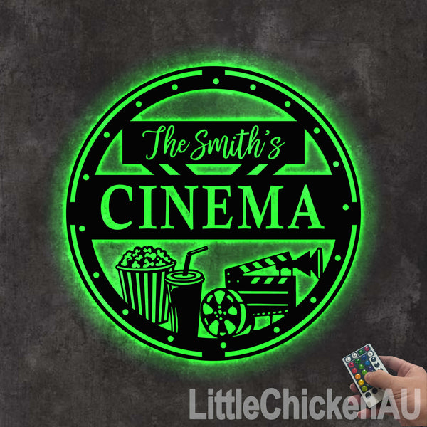 Custom Movie And Popcorn Metal Wall Art With Led Lights, Personalized Home Cinema Movie Theatre Metal Sign Home Decor, Home Theater Metal Art