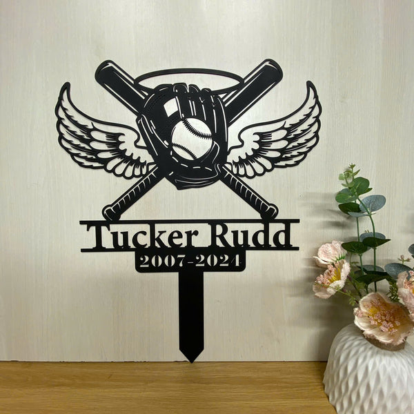 Custom Baseball Player Memorial Metal Stake, Baseball Metal Garden Stake, Baseball Player Name Sign, Baseball Remembrance Sympathy Sign