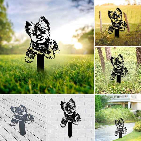 Custom Yorkshire Terrier Dog Memorial Metal Stake, Personalized Yorkie Dog Metal Grave Marker, Dog Loss Bereavement Stake, Pet Remembrance Sign