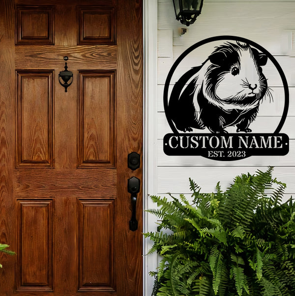 Custom Name Guinea Pig Metal Wall Art, Personalized Guinea Pig Metal Name Sign, Cavy Lover Metal Wall Hanging Decor, Guinea Pig Metal Wall Sign