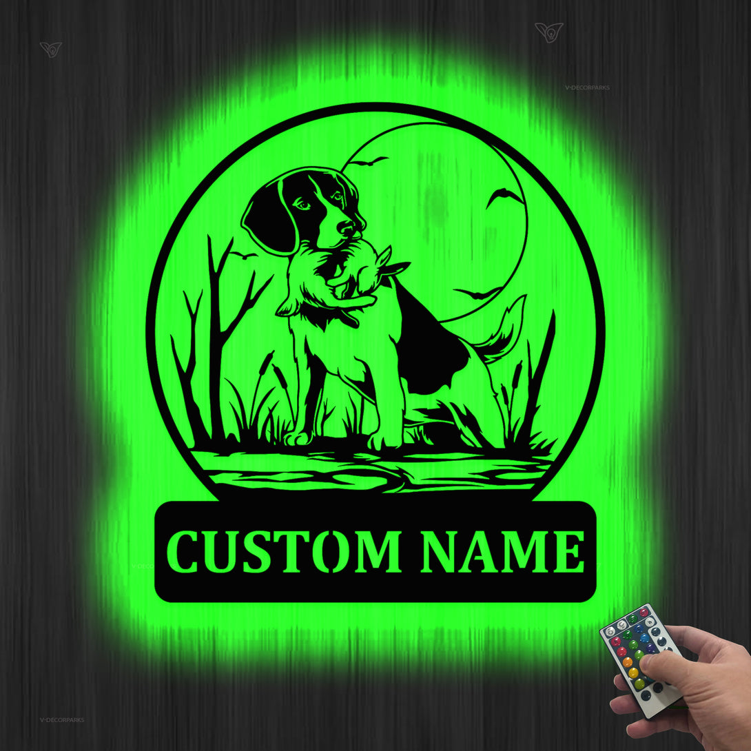 Custom Beagle Dog Hunting Metal Wall Art Led Lights, Personalized Rabbit Hunting Hound Metal Sign, Rustic Dog Hunting Lodge Cabin Metal Decor