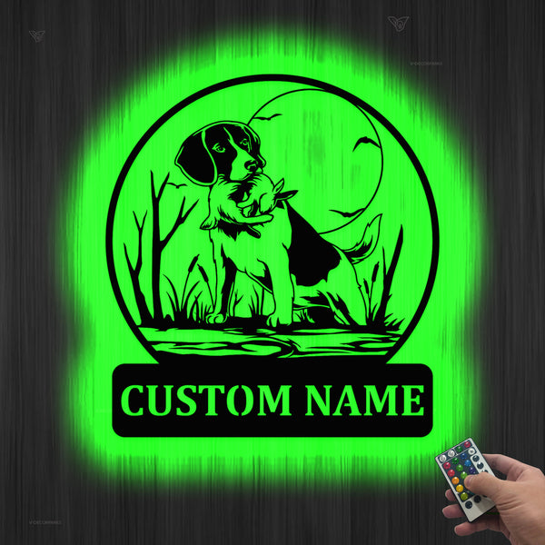 Custom Beagle Dog Hunting Metal Wall Art Led Lights, Personalized Rabbit Hunting Hound Metal Sign, Rustic Dog Hunting Lodge Cabin Metal Decor