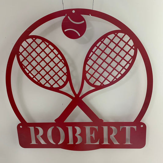 Personalized Tennis Player Metal Name Sign, Custom Tennis Monogram Metal Wall Art, Tennis Racket Ball Metal Sign,tennis Courts Metal Wall Decor