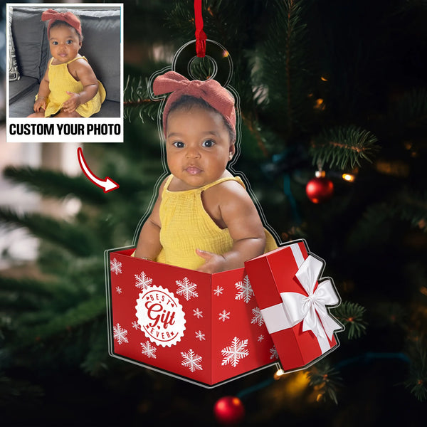 Best Gift Ever Custom Photo Acrylic Ornament, Personalized Holiday Tree Decoration, Christmas Gift with Picture Upload