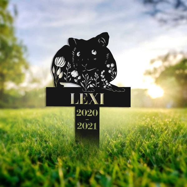 Custom Floral Hamster Pet Memorial Metal Stake, Personalized Hamster Loss Metal Garden Stake, Flower Guinea Pig Sympathy Sign, Pet Grave Markers