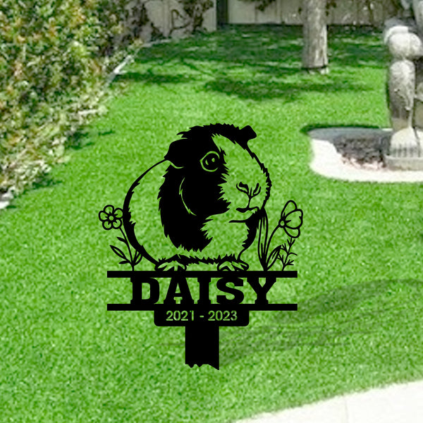 Custom Guinea Pig Memorial Metal Garden Stake, Personalized Guinea Pig Pet Metal Grave Marker, Metal Hamster Memorial Sign, Remembrance Stake