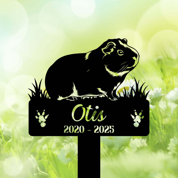 Personalized Guinea Pig Memorial Stake, Custom Guinea Pig Metal Name Sign With Stake, Pet Metal Grave Marker, Guinea Pig Sympathy Garden Sign