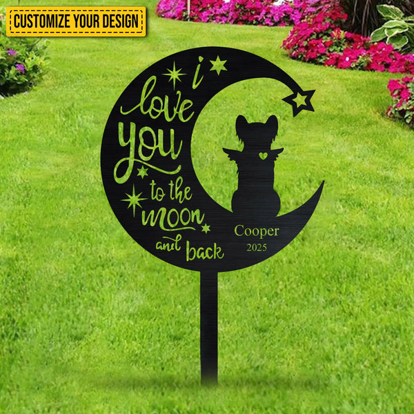 Personalized I Love You To The Moon And Back Dog Memorial Cut Metal Sign