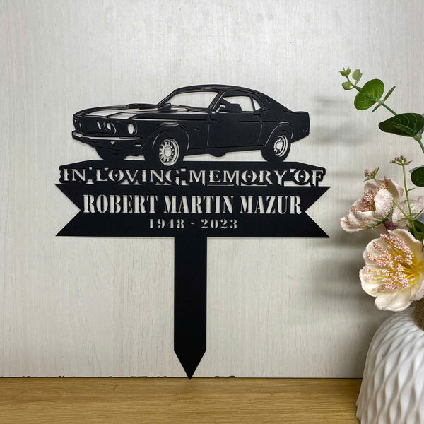 Personalized Car Driver Memorial Metal Stake, Classic Car Metal Yard Sign, Dad Loss Sympathy Sign, Car Memory Metal Grave Marker, Remembrance Stake