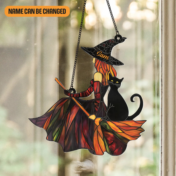 Personalized Witch Halloween Suncatcher