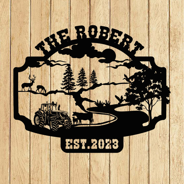 Personalized Farmhouse Metal Entrance Sign, Custom Outdoor Farm Wildlife Metal Sign, Farmville Metal Wall Art, Farm Ranch Outdoor Decor