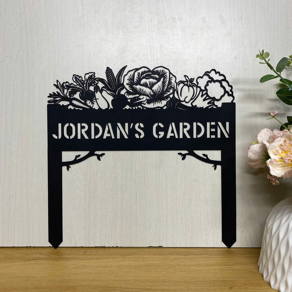 Custom Metal Garden Sign With Stakes, Personalized Vegetables Garden Metal Stake, Custom Gardener Metal Yard Decor, Garden Metal Yard Sign