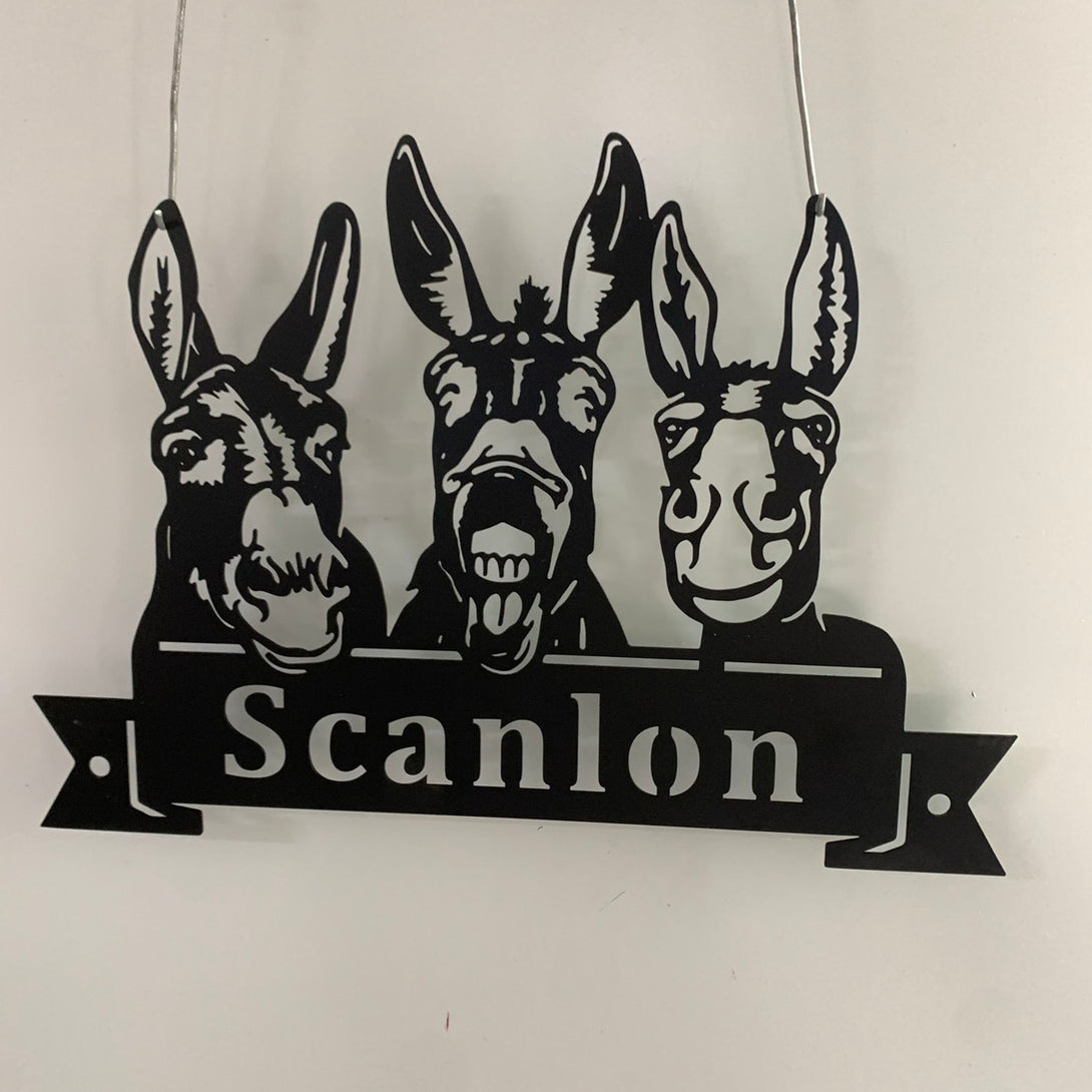 Custom Funny Donkey Metal Farm Sign, Personalized Donkey Farm Metal Sign, Animal Farm Name Sign, Donkey Barn Ranch Metal Sign