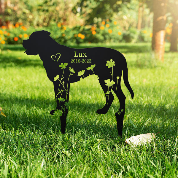 Custom Floral Dog Memorial Metal Garden Stake, Personalized Dog With Flowers Metal Yard Sign, Dog Loss Remembrance Sign, Pet Metal Grave Marker
