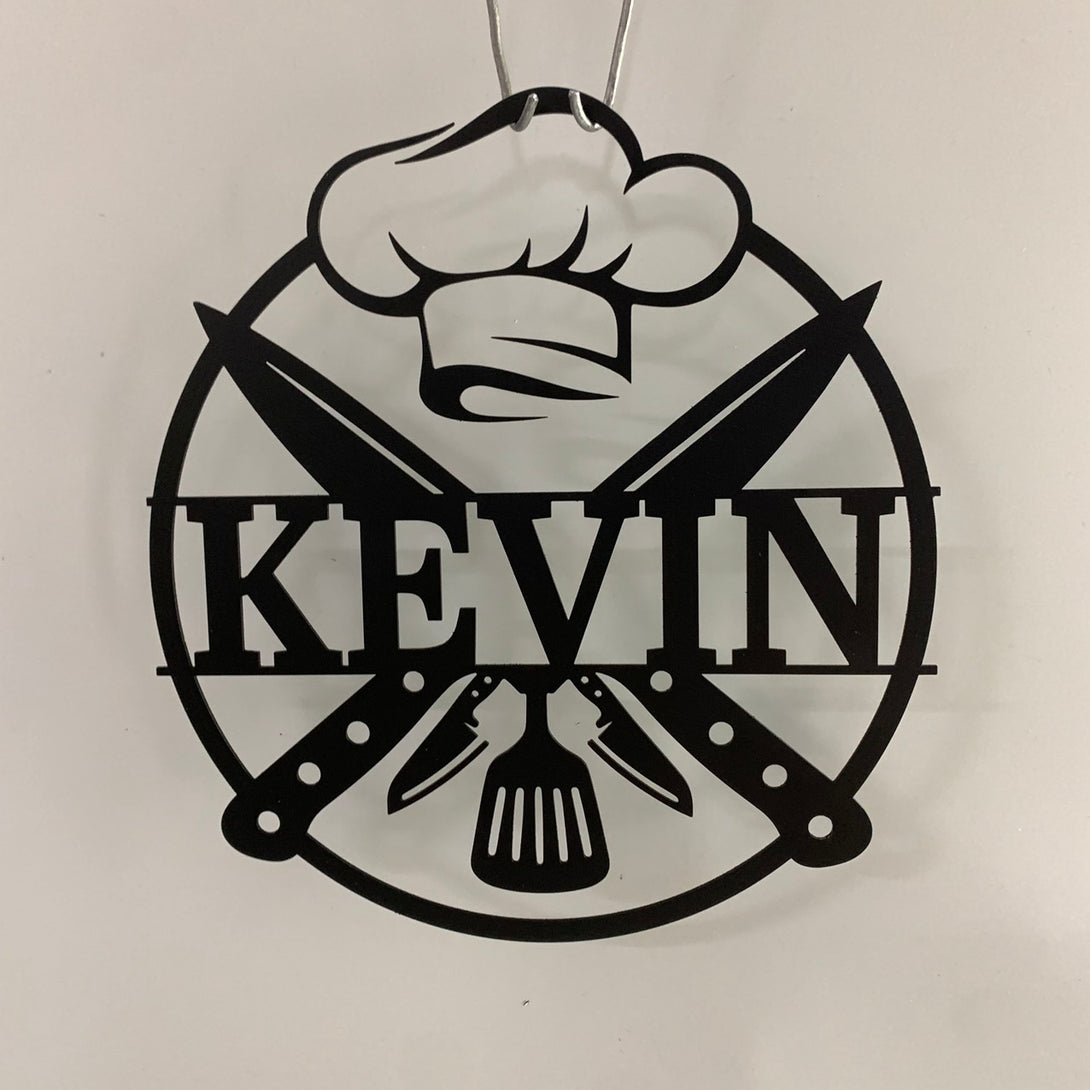 Personalized Master Chef Hat Metal Wall Art, Custom Master Chef Metal Name Sign, Chef Tools Metal Kitchen Wall Decor, Chef Metal Sign
