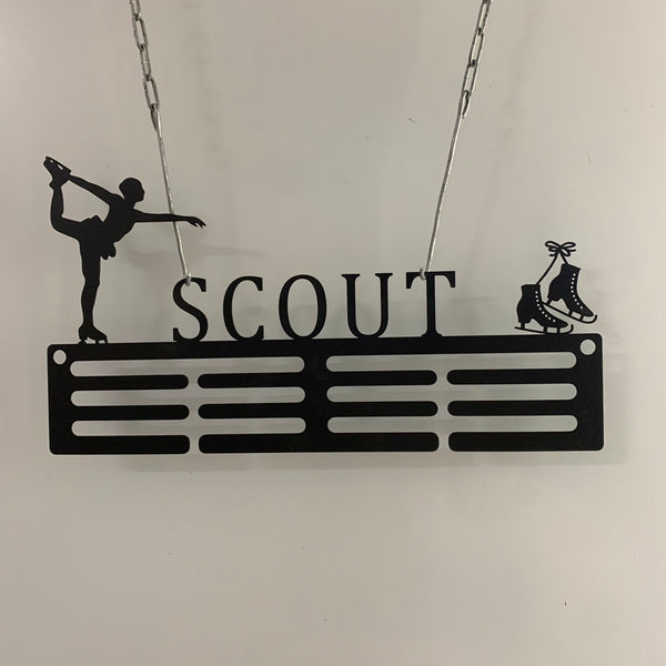 Personalized Figure Skater Medal Holder With Name, Custom Ice Skating Medal Hanger, Figure Skating Sport Medal Holder, Roller Skates Medal Holder