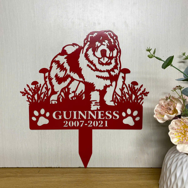 Custom Chow Chow Dog Memorial Metal Garden Stake, Personalized Dog Metal Stake, Pet Loss Grave Marker, Dog Lovers Metal Yard Sign, Remembrance Stake