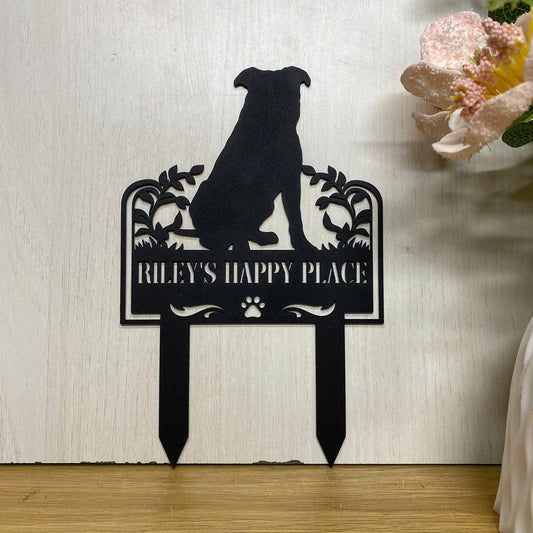 Personalized Staffordshire Bull Terrier Dog Metal Garden Stake, Dog Memorial Metal Grave Marker,dog Metal Garden Sign,dog Silhouette Remembrance Stake