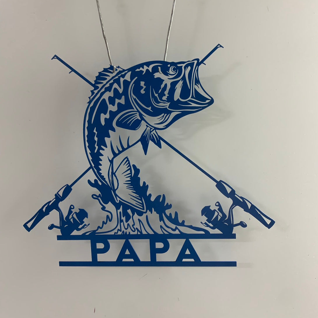 Personalized Bass Fishing Metal Wall Art, Custom Fisherman Hunter Metal Name Sign, Fishing Man Cave Outdoor Metal Plaque Decor