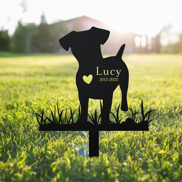 Custom Jack Russell Dog Memorial Stake Sign, Jack Russell Metal Sign With Stake, Pet Memorial Metal Grave Marker, Pet Sympathy Metal Yard Sign
