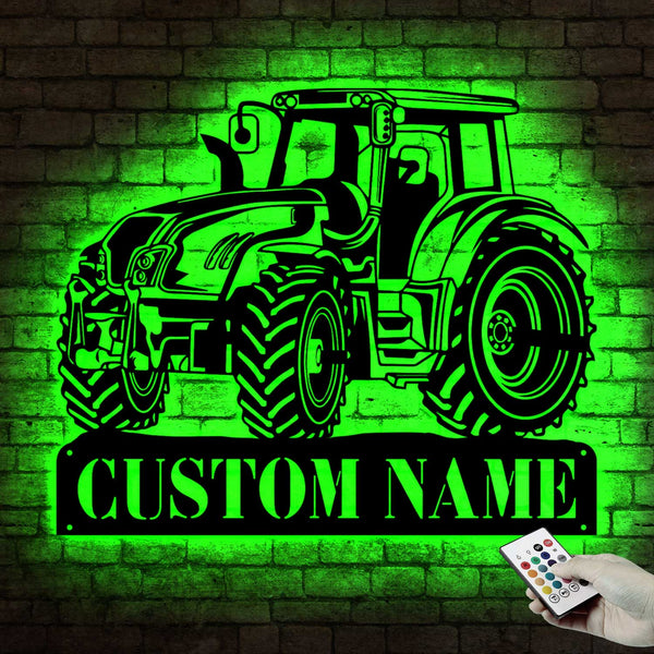Custom Name Tractor Driver Metal Wall Art Led Lights, Personalized Farm Tractor Metal Name Sign Home Decor, Tractor Farmhouse Metal Wall Art