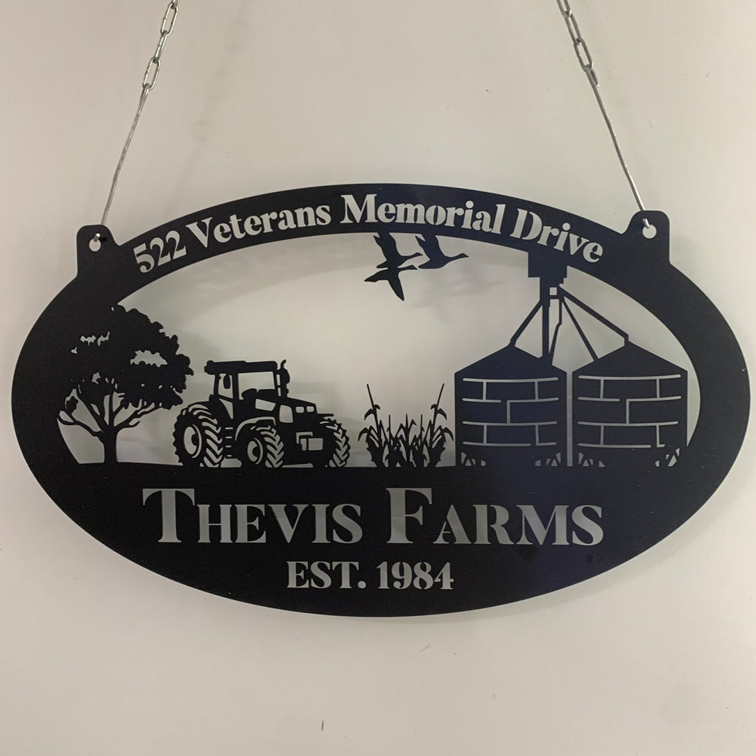 Custom Farmhouse Metal Wall Sign, Personalized Tractor Farm Metal Sign, Metal Farmer Family Name Sign, Farmhouse Address Metal Wall Art Decor