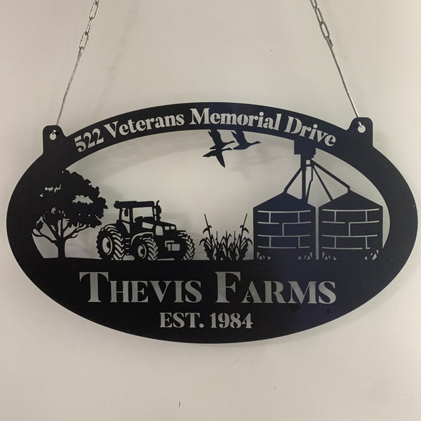 Custom Farmhouse Metal Wall Sign, Personalized Tractor Farm Metal Sign, Metal Farmer Family Name Sign, Farmhouse Address Metal Wall Art Decor