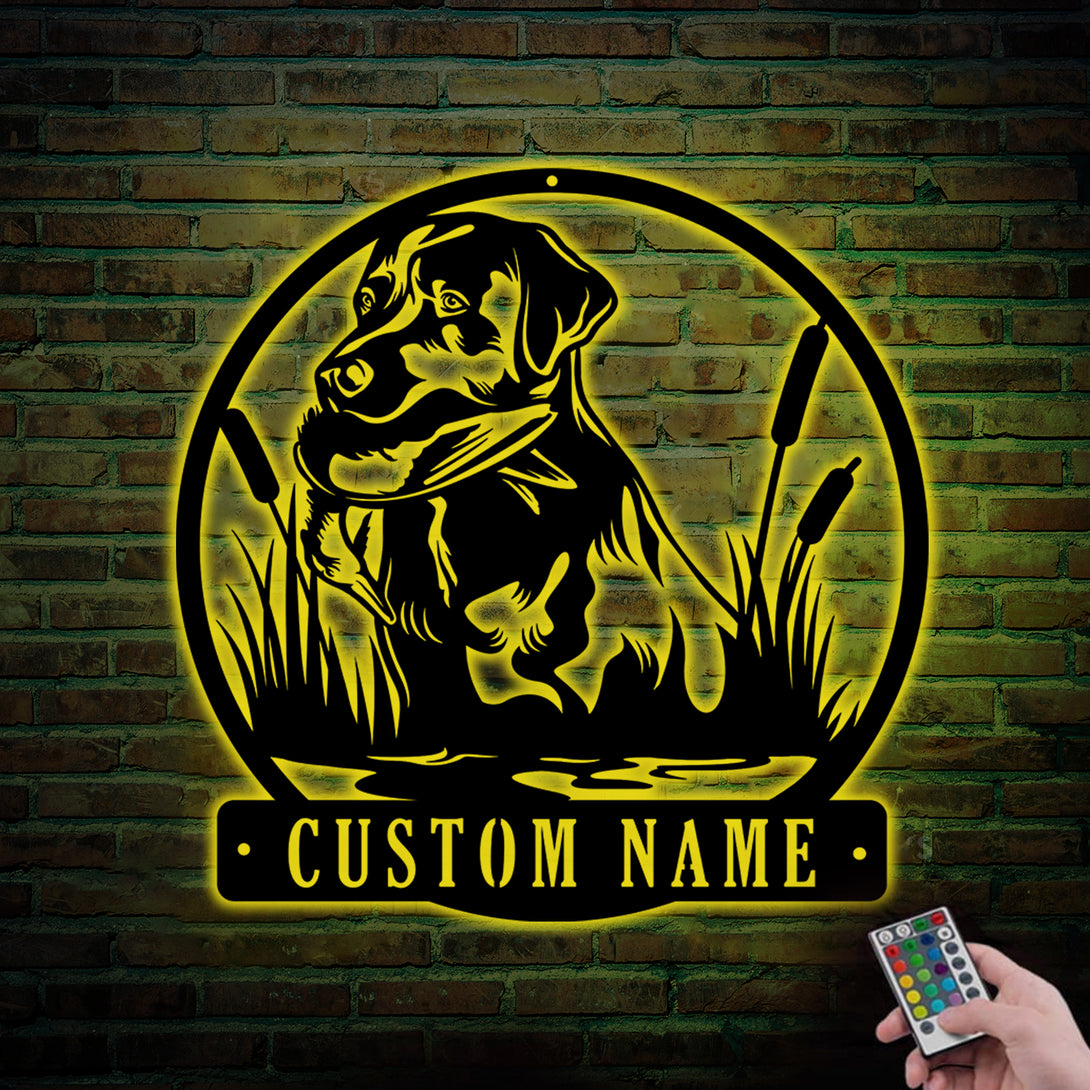 Custom Labrador Retriever Hunting Metal Sign Led Lights, Labrador Dog Hunting Metal Wall Art, Lab Hunting Metal Name Sign, Rustic Cabin Metal Decor