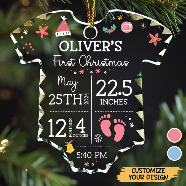 Personalized Onesie Shaped Glass Ornament