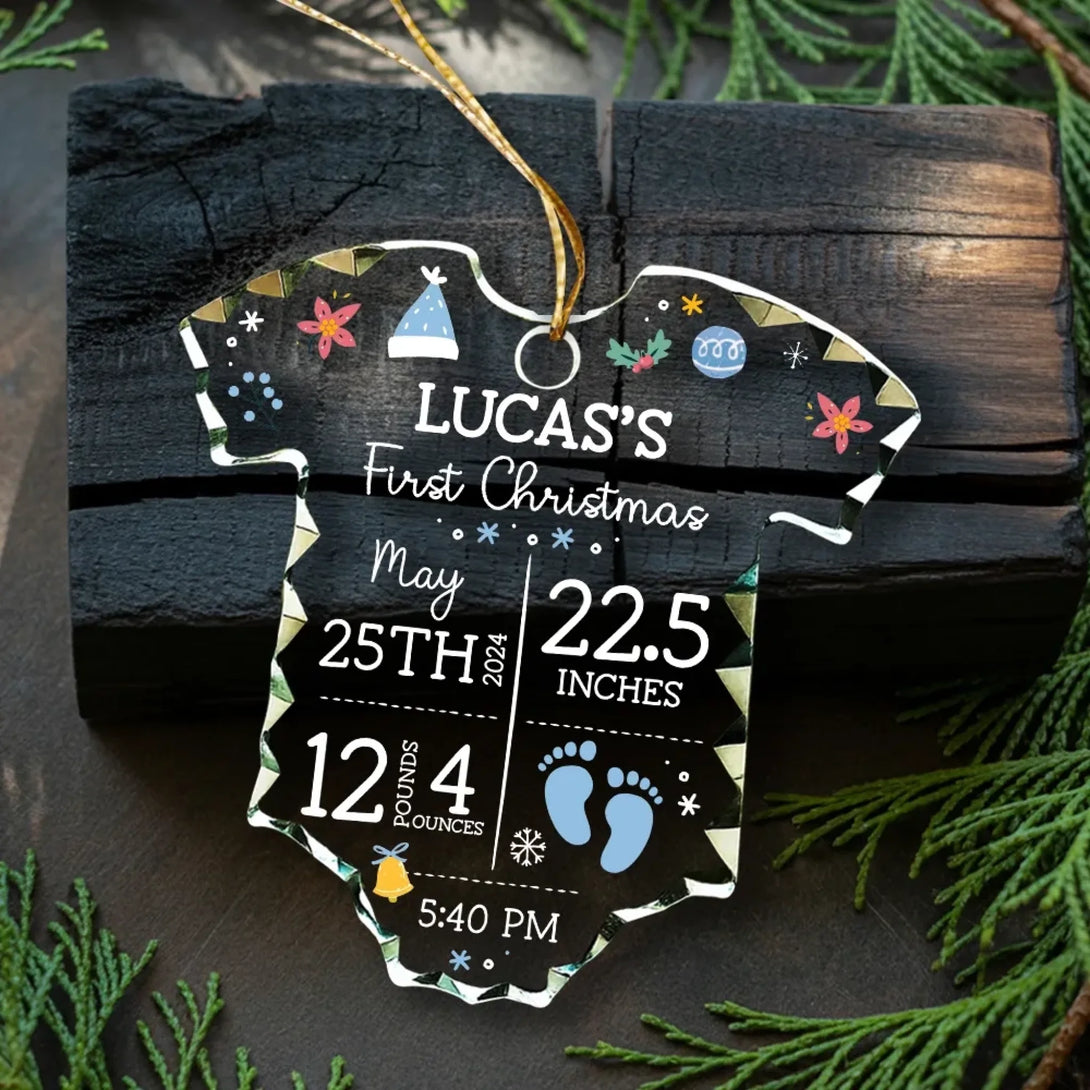 Personalized Onesie Shaped Glass Ornament